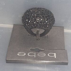 BEBE Large Black Crystal Ring